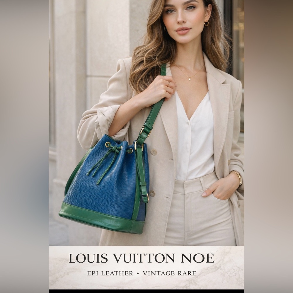 Authentic Louis Vuitton Epi Noe bucket bag Vintage LV drawstring Shoulder Bag
